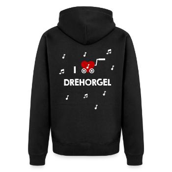 Drehorgel Leierkasten Herz für Musiker - Unisex Premium Bio Zip Hoodie - Schwarz - Hinten - Nico (187cm)