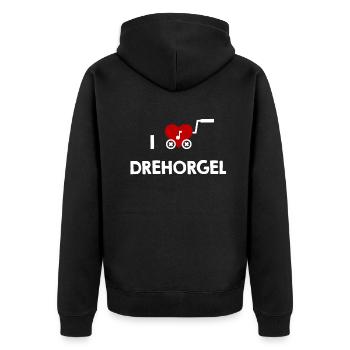 Drehorgel Leierkasten Herz für Musiker - Unisex Premium Bio Zip Hoodie - Schwarz - Hinten - Nico (187cm)