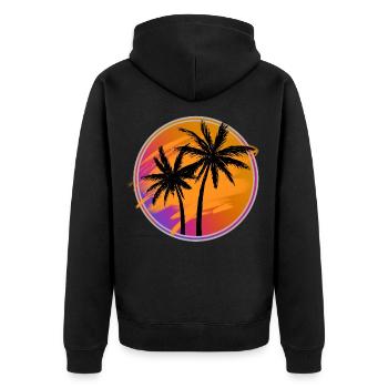 Palm trees retro - Unisex Premium Organic Zip Hoodie - black - Back - Nico (187cm)