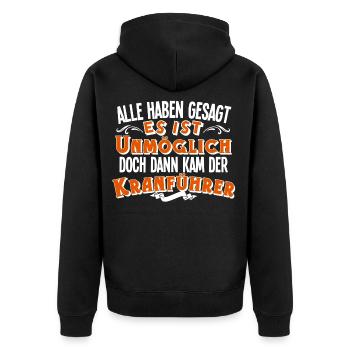 Kranführer - Unisex Premium Bio Zip Hoodie - Schwarz - Hinten - Nico (187cm)