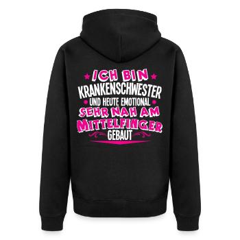 Krankenschwester - Unisex Premium Bio Zip Hoodie - Schwarz - Hinten - Nico (187cm)