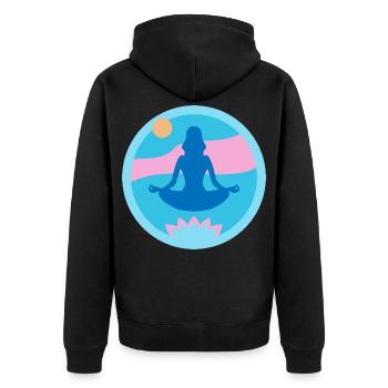 Yoga - Unisex Premium Bio Zip Hoodie - Schwarz - Hinten - Nico (187cm)