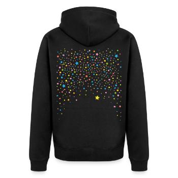 Réveillon du Nouvel An. Confettis avec des étoiles - Veste à capuche bio Premium Unisexe - noir - Dos - Nico (187cm)