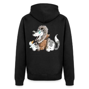 Süßer Husky - Huskys - Schlittenhund - Geschenk - Unisex Premium Bio Zip Hoodie - Schwarz - Hinten - Nico (187cm)