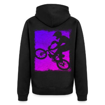 BMX Rad - Bmx Fahrrad - Magenta Bmx - Unisex Premium Bio Zip Hoodie - Schwarz - Hinten - Nico (187cm)