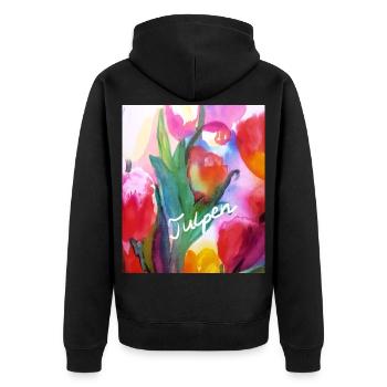 EG Blumen I Tulpen I Aquarell I Gerecke I flowers - Unisex Premium Bio Zip Hoodie - Schwarz - Hinten - Nico (187cm)