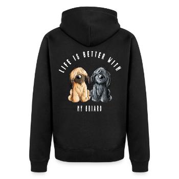 Life is Better With My Briard - Unisex Premium Bio Zip Hoodie - Schwarz - Hinten - Nico (187cm)