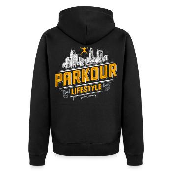 Parkour - Freerunning - Parcour - Unisex Premium Organic Zip Hoodie - black - Back - Nico (187cm)