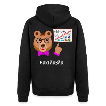 Erklärbär, Lehrer lustiger Bär intelligent, schlau - Unisex Premium Bio Zip Hoodie - Schwarz - Hinten - Nico (187cm)