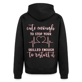Arzt - Unisex Premium Bio Zip Hoodie - Schwarz - Hinten - Nico (187cm)