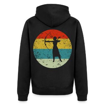 retro vintage archery artemis vintage - Unisex Premium Organic Zip Hoodie - black - Back - Nico (187cm)