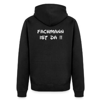 Sprüche,Spruch,Lustig,Arbeit,Spaß,humor,lustige - Unisex Premium Bio Zip Hoodie - Schwarz - Hinten - Nico (187cm)
