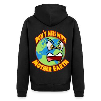 Klima Planet B Klimaschutz Greta - Unisex Premium Bio Zip Hoodie - Schwarz - Hinten - Nico (187cm)
