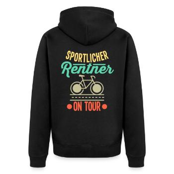 Rentner Radfahren Fahrrad - Unisex Premium Bio Zip Hoodie - Schwarz - Hinten - Nico (187cm)