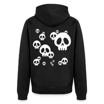 Invasion Manga Schädel (weiß) - Unisex Premium Bio Zip Hoodie - Schwarz - Hinten - Nico (187cm)