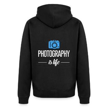La photographie c'est la vie - photographe - prendre des photos - Veste à capuche bio Premium Unisexe - noir - Dos - Nico (187cm)