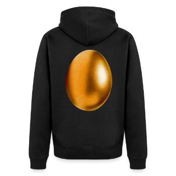 Goldenes Ei - Unisex Premium Bio Zip Hoodie - Schwarz - Hinten - Nico (187cm)