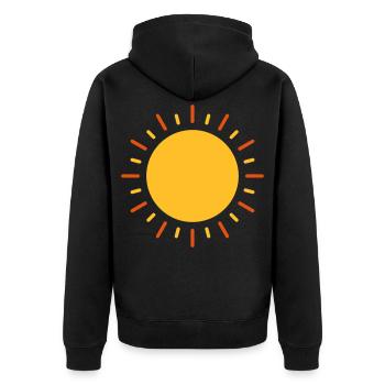 Sonne - Unisex Premium Bio Zip Hoodie - Schwarz - Hinten - Nico (187cm)