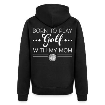 Golf - Unisex Premium Bio Zip Hoodie - Schwarz - Hinten - Nico (187cm)