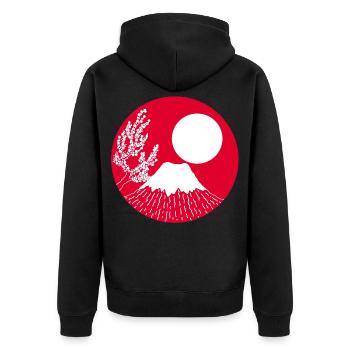 Mount Fuji Manga - Unisex Premium Bio Zip Hoodie - Schwarz - Hinten - Nico (187cm)