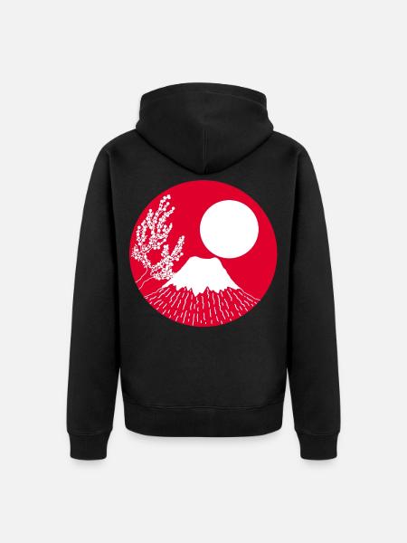 Mount fuji manga - Unisex Premium Organic Zip Hoodie - black