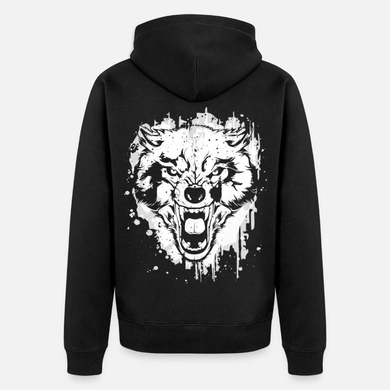 Wolf - Wölfe - Werwolf - Wolfsrudel - Vollmond - Unisex Premium Bio Zip Hoodie - Schwarz