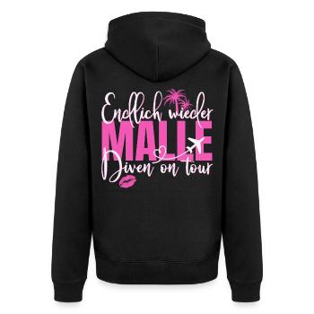 Mallorca Spruch Endlich Wieder Malle Diven On Tour - Unisex Premium Bio Zip Hoodie - Schwarz - Hinten - Nico (187cm)