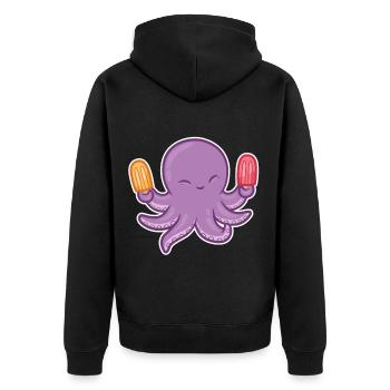 Octopus - Unisex Premium Organic Zip Hoodie - black - Back - Nico (187cm)