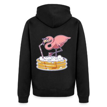 Flamingo Pool - Unisex Premium Bio Zip Hoodie - Schwarz - Hinten - Nico (187cm)