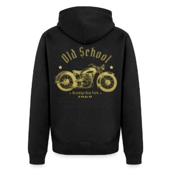 Vieux motard de la vieille école 1969 - Veste à capuche bio Premium Unisexe - noir - Dos - Nico (187cm)