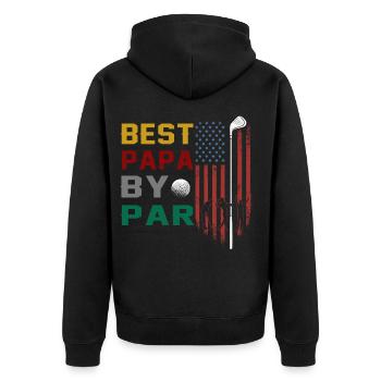bester papa von par lustigem golf - Unisex Premium Bio Zip Hoodie - Schwarz - Hinten - Nico (187cm)