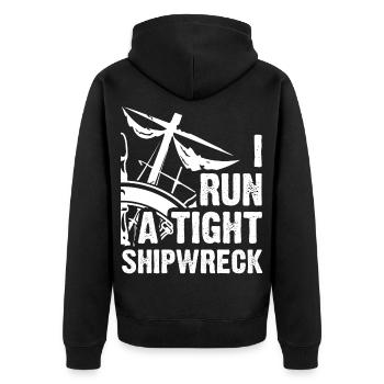 Ich führe ein enges Schiffswrack lustig - Unisex Premium Bio Zip Hoodie - Schwarz - Hinten - Nico (187cm)