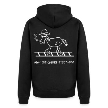 färt die Gangsterschiene Gangster Verbrecher Pferd - Unisex Premium Bio Zip Hoodie - Schwarz - Hinten - Nico (187cm)