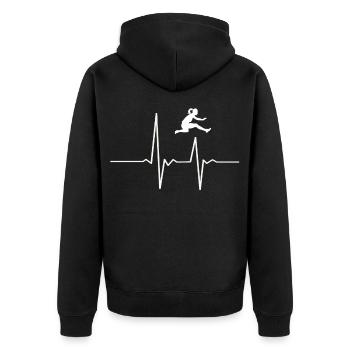 Hurdling Heartbeat - Unisex Premium Organic Zip Hoodie - black - Back - Nico (187cm)