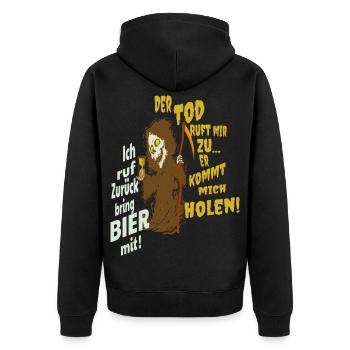 Funny grim reaper - Unisex Premium Organic Zip Hoodie - black - Back - Nico (187cm)