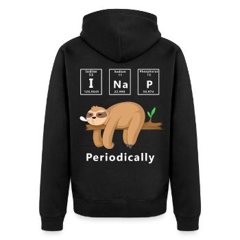 Ich schlafe regelmäßig lustig Faultier - Unisex Premium Bio Zip Hoodie - Schwarz - Hinten - Nico (187cm)