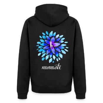 Yoga Namaste Lotus Buddha Yin Yang om spirit medit - Unisex Premium Bio Zip Hoodie - Schwarz - Hinten - Nico (187cm)