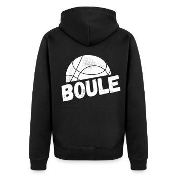 Boule Kugel Petanque Freizeitsport Kugelstoßen - Unisex Premium Bio Zip Hoodie - Schwarz - Hinten - Nico (187cm)