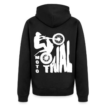 Moto Trial - Trial Bike - Motorrad Motocross - Unisex Premium Bio Zip Hoodie - Schwarz - Hinten - Nico (187cm)