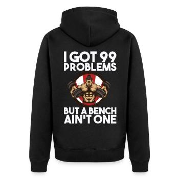 Workout - Unisex Premium Organic Zip Hoodie - black - Back - Nico (187cm)
