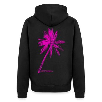 Palme Pink Strand Outfit Beachwear Surfen Palmen - Unisex Premium Bio Zip Hoodie - Schwarz - Hinten - Nico (187cm)