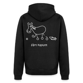 färt kaputt, kaputtes Pferd, lustiges Pferd, krank - Unisex Premium Bio Zip Hoodie - Schwarz - Hinten - Nico (187cm)
