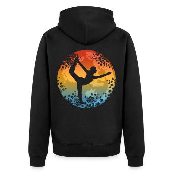 Pilates Yoga - Unisex Premium Bio Zip Hoodie - Schwarz - Hinten - Nico (187cm)