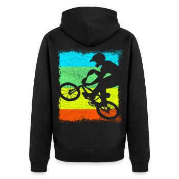 BMX / Bmx Bike Bicycle - Unisex Premium Organic Zip Hoodie - black - Back - Nico (187cm)