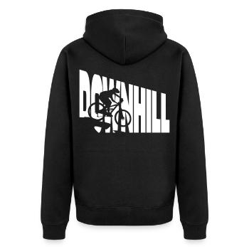 Mountainbike Downhill – Adrenalin auf zwei Rädern - Unisex Premium Bio Zip Hoodie - Schwarz - Hinten - Nico (187cm)