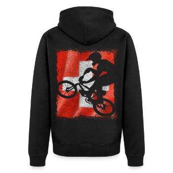 BMX Switzerland - Bmx Bike - Unisex Premium Organic Zip Hoodie - black - Back - Nico (187cm)