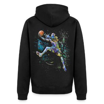 Basketball players - Basketball - BBall - Basket Ball - Unisex Premium Organic Zip Hoodie - black - Back - Nico (187cm)