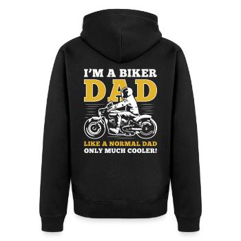 Cadeau de fête des pères DAD BIKE - Veste à capuche bio Premium Unisexe - noir - Dos - Nico (187cm)
