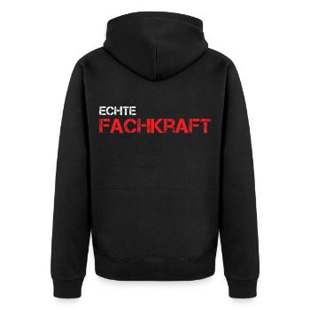 Fachkraft Beruf Arbeit Büro Baustelle Humor Spaß - Unisex Premium Bio Zip Hoodie - Schwarz - Hinten - Nico (187cm)