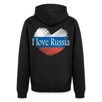 I Love Russia - Unisex Premium Bio Zip Hoodie - Schwarz - Hinten - Nico (187cm)